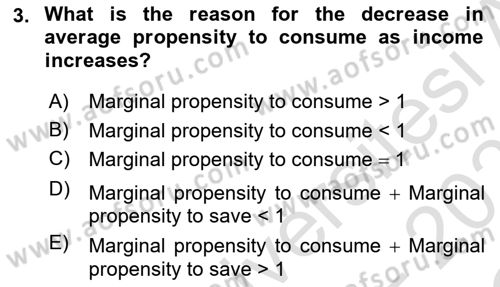 Introduction to Economics 2 Dersi 2020 - 2021 Yılı Yaz Okulu Sınav Soruları 3. Soru