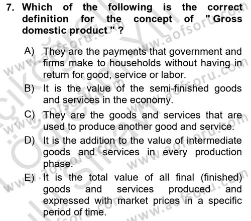 Introduction to Economics 2 Dersi 2020 - 2021 Yılı Yaz Okulu Sınav Soruları 7. Soru