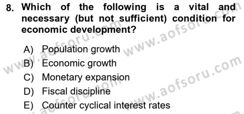 Introduction to Economics 2 Dersi 2020 - 2021 Yılı Yaz Okulu Sınavı 8. Soru