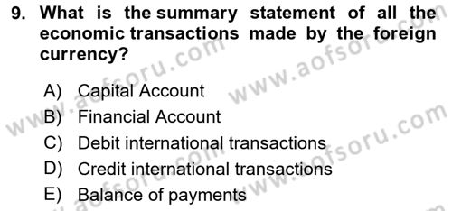 Introduction to Economics 2 Dersi 2020 - 2021 Yılı Yaz Okulu Sınav Soruları 9. Soru