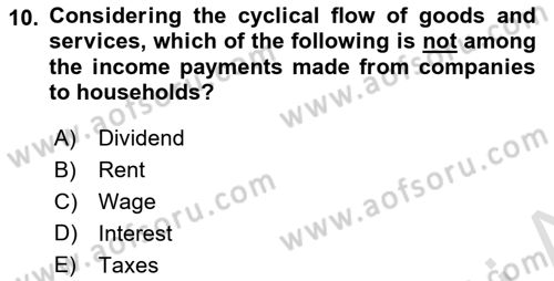 Introduction to Economics 2 Dersi 2021 - 2022 Yılı (Vize) Ara Sınav Soruları 10. Soru