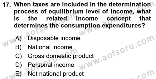 Introduction to Economics 2 Dersi 2021 - 2022 Yılı (Vize) Ara Sınavı 17. Soru