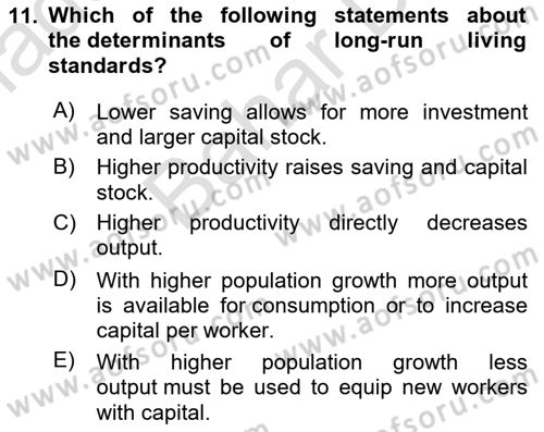 Introduction to Economics 2 Dersi 2021 - 2022 Yılı (Final) Dönem Sonu Sınav Soruları 11. Soru