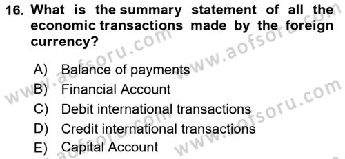Introduction to Economics 2 Dersi 2021 - 2022 Yılı (Final) Dönem Sonu Sınav Soruları 16. Soru
