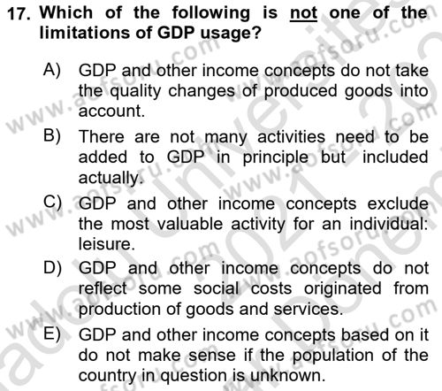 Introduction to Economics 2 Dersi 2021 - 2022 Yılı (Final) Dönem Sonu Sınav Soruları 17. Soru