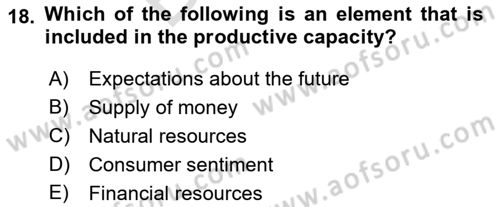 Introduction to Economics 2 Dersi 2021 - 2022 Yılı (Final) Dönem Sonu Sınav Soruları 18. Soru