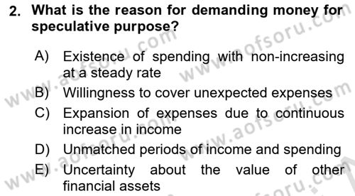 Introduction to Economics 2 Dersi 2021 - 2022 Yılı (Final) Dönem Sonu Sınav Soruları 2. Soru