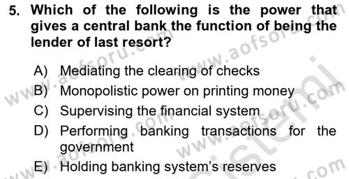 Introduction to Economics 2 Dersi 2021 - 2022 Yılı (Final) Dönem Sonu Sınav Soruları 5. Soru