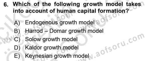 Introduction to Economics 2 Dersi 2021 - 2022 Yılı (Final) Dönem Sonu Sınav Soruları 6. Soru