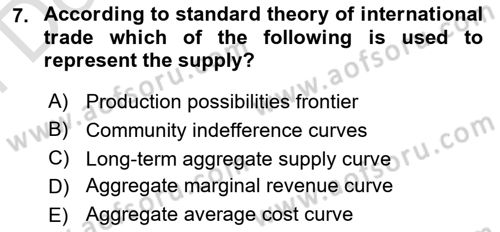 Introduction to Economics 2 Dersi 2021 - 2022 Yılı (Final) Dönem Sonu Sınav Soruları 7. Soru