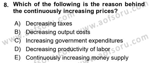 Introduction to Economics 2 Dersi 2021 - 2022 Yılı (Final) Dönem Sonu Sınav Soruları 8. Soru