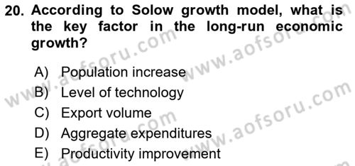 Introduction to Economics 2 Dersi 2021 - 2022 Yılı Yaz Okulu Sınav Soruları 20. Soru