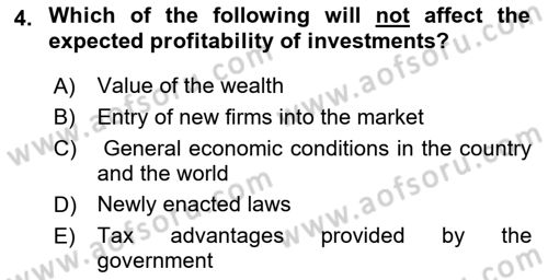 Introduction to Economics 2 Dersi 2021 - 2022 Yılı Yaz Okulu Sınav Soruları 4. Soru