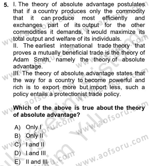 Introduction to Economics 2 Dersi 2021 - 2022 Yılı Yaz Okulu Sınav Soruları 5. Soru