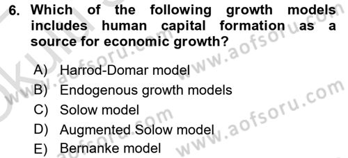 Introduction to Economics 2 Dersi 2021 - 2022 Yılı Yaz Okulu Sınav Soruları 6. Soru