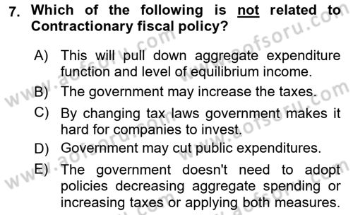 Introduction to Economics 2 Dersi 2021 - 2022 Yılı Yaz Okulu Sınav Soruları 7. Soru