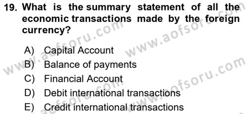 Introduction to Economics 2 Dersi 2022 - 2023 Yılı Yaz Okulu Sınav Soruları 19. Soru