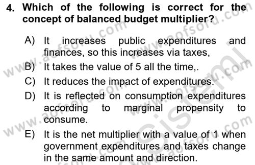 Introduction to Economics 2 Dersi 2022 - 2023 Yılı Yaz Okulu Sınav Soruları 4. Soru