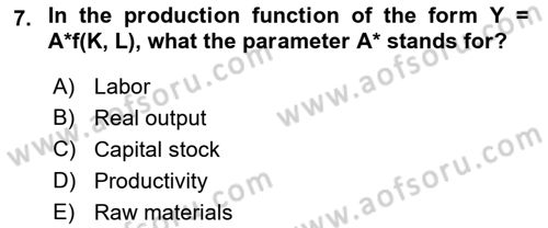 Introduction to Economics 2 Dersi 2022 - 2023 Yılı Yaz Okulu Sınav Soruları 7. Soru