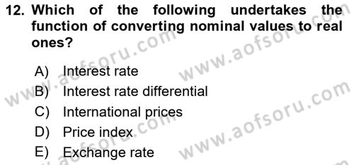 Introduction to Economics 2 Dersi 2023 - 2024 Yılı (Vize) Ara Sınav Soruları 12. Soru
