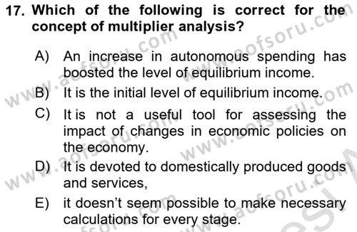 Introduction to Economics 2 Dersi 2023 - 2024 Yılı (Vize) Ara Sınav Soruları 17. Soru