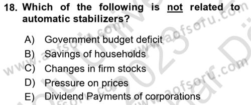 Introduction to Economics 2 Dersi 2023 - 2024 Yılı (Vize) Ara Sınav Soruları 18. Soru
