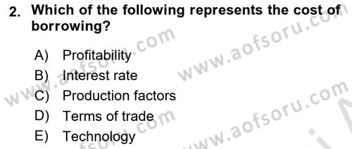 Introduction to Economics 2 Dersi 2023 - 2024 Yılı (Vize) Ara Sınav Soruları 2. Soru
