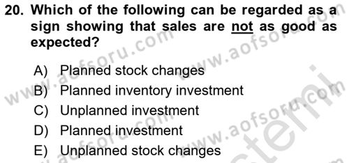 Introduction to Economics 2 Dersi 2023 - 2024 Yılı (Vize) Ara Sınav Soruları 20. Soru