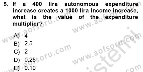 Introduction to Economics 2 Dersi 2023 - 2024 Yılı (Vize) Ara Sınav Soruları 5. Soru
