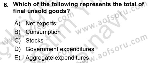 Introduction to Economics 2 Dersi 2023 - 2024 Yılı (Vize) Ara Sınav Soruları 6. Soru