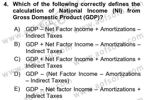Introduction to Economics 2 Dersi 2023 - 2024 Yılı (Final) Dönem Sonu Sınav Soruları 4. Soru
