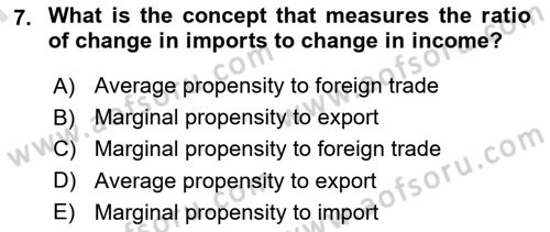 Introduction to Economics 2 Dersi 2023 - 2024 Yılı (Final) Dönem Sonu Sınav Soruları 7. Soru