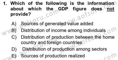 Introduction to Economics 2 Dersi 2023 - 2024 Yılı Yaz Okulu Sınav Soruları 1. Soru