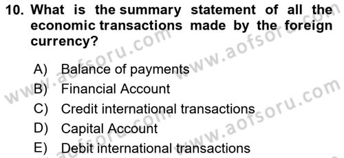 Introduction to Economics 2 Dersi 2023 - 2024 Yılı Yaz Okulu Sınav Soruları 10. Soru