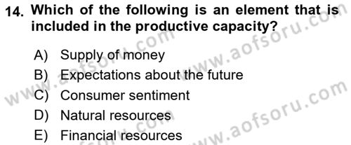 Introduction to Economics 2 Dersi 2023 - 2024 Yılı Yaz Okulu Sınav Soruları 14. Soru