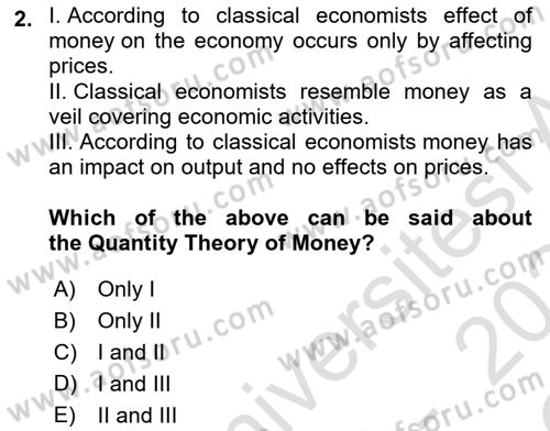 Introduction to Economics 2 Dersi 2023 - 2024 Yılı Yaz Okulu Sınav Soruları 2. Soru