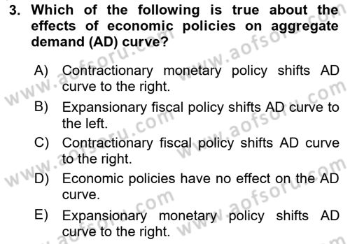Introduction to Economics 2 Dersi 2023 - 2024 Yılı Yaz Okulu Sınav Soruları 3. Soru