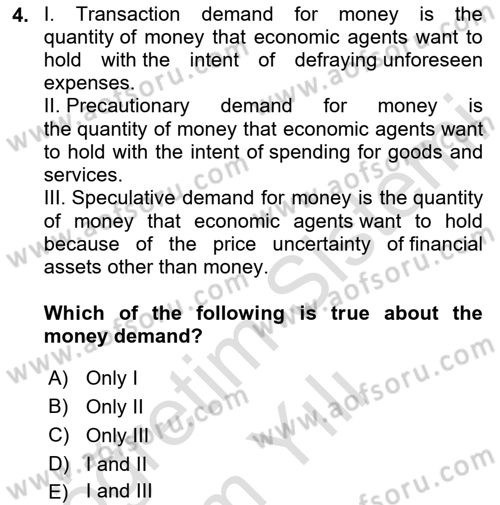 Introduction to Economics 2 Dersi 2023 - 2024 Yılı Yaz Okulu Sınav Soruları 4. Soru
