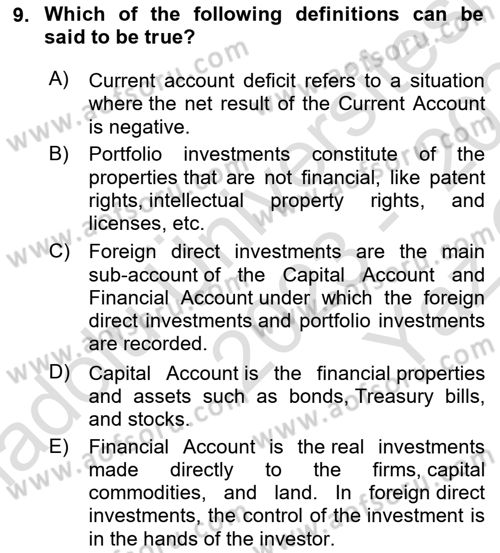 Introduction to Economics 2 Dersi 2023 - 2024 Yılı Yaz Okulu Sınav Soruları 9. Soru