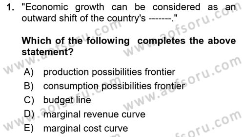 Introduction to Economics 2 Dersi 2024 - 2025 Yılı (Vize) Ara Sınav Soruları 1. Soru