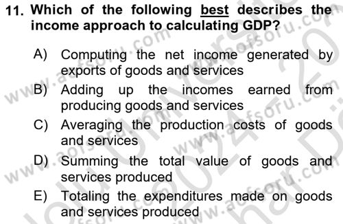 Introduction to Economics 2 Dersi 2024 - 2025 Yılı (Vize) Ara Sınav Soruları 11. Soru