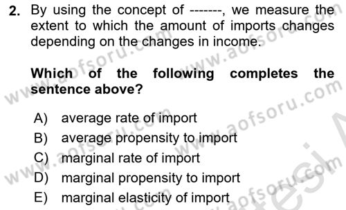 Introduction to Economics 2 Dersi 2024 - 2025 Yılı (Vize) Ara Sınav Soruları 2. Soru