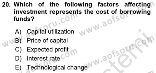 Introduction to Economics 2 Dersi 2024 - 2025 Yılı (Vize) Ara Sınav Soruları 20. Soru