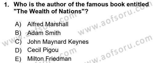 Introduction to Economics 2 Dersi 2024 - 2025 Yılı (Final) Dönem Sonu Sınav Soruları 1. Soru