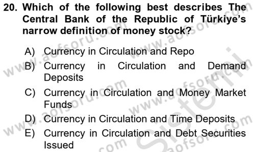 Introduction to Economics 2 Dersi 2024 - 2025 Yılı (Final) Dönem Sonu Sınav Soruları 20. Soru