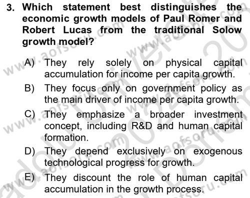 Introduction to Economics 2 Dersi 2024 - 2025 Yılı (Final) Dönem Sonu Sınav Soruları 3. Soru