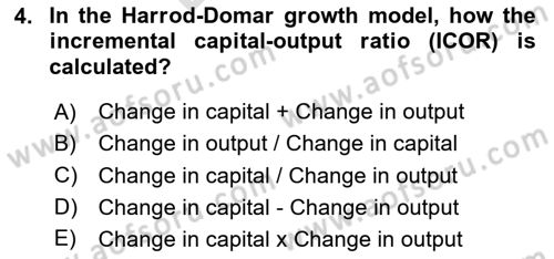 Introduction to Economics 2 Dersi 2024 - 2025 Yılı (Final) Dönem Sonu Sınav Soruları 4. Soru