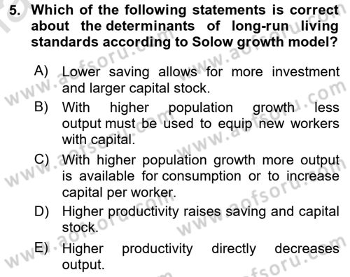 Introduction to Economics 2 Dersi 2024 - 2025 Yılı Yaz Okulu Sınav Soruları 5. Soru