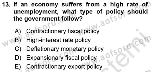 Introduction to Economics 2 Dersi 2025 - 2026 Yılı (Vize) Ara Sınav Soruları 13. Soru