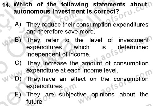 Introduction to Economics 2 Dersi 2025 - 2026 Yılı (Vize) Ara Sınav Soruları 14. Soru